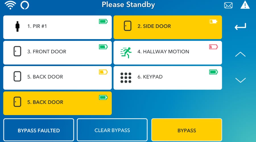 Roanoke security system command screen.